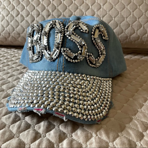 ***NEW** Denim rhynestone studded BOSS cap. Unisex. Adjustable. - Picture 2 of 5